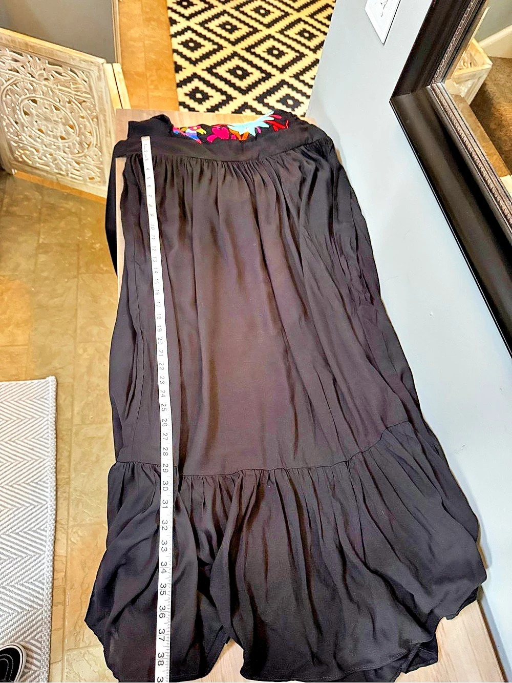 Solei Layla Embroidered Floral Maxi Dress Black & Multicolor L/XL - Picture 10 of 13